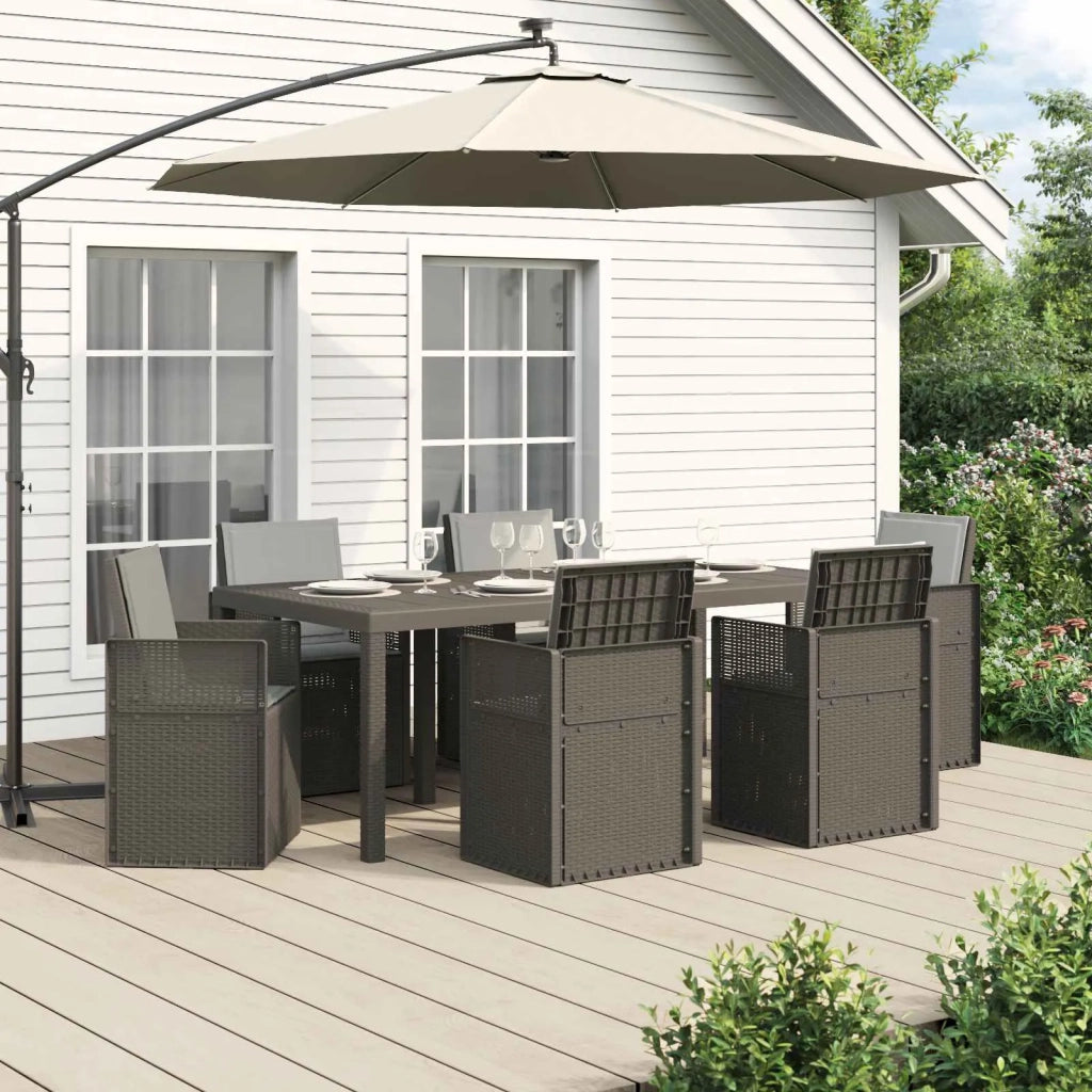 Set da Pranzo per Giardino con cuscino 7 pcs Grigio Chiaro PP 3430086