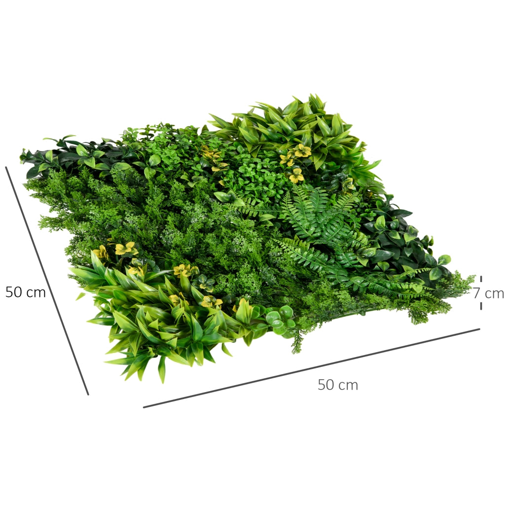 Parete Verde Artificiale 12 Pannelli 50x50 cm con Protezione UV per Giardino e Balcone