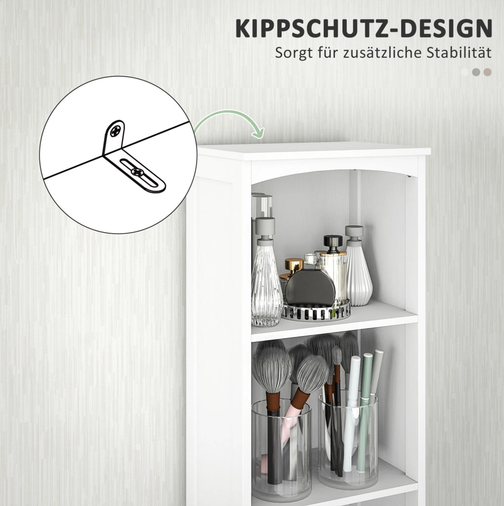 Colonna bagno compatta in MDF bianco con cassetto e 3 ripiani