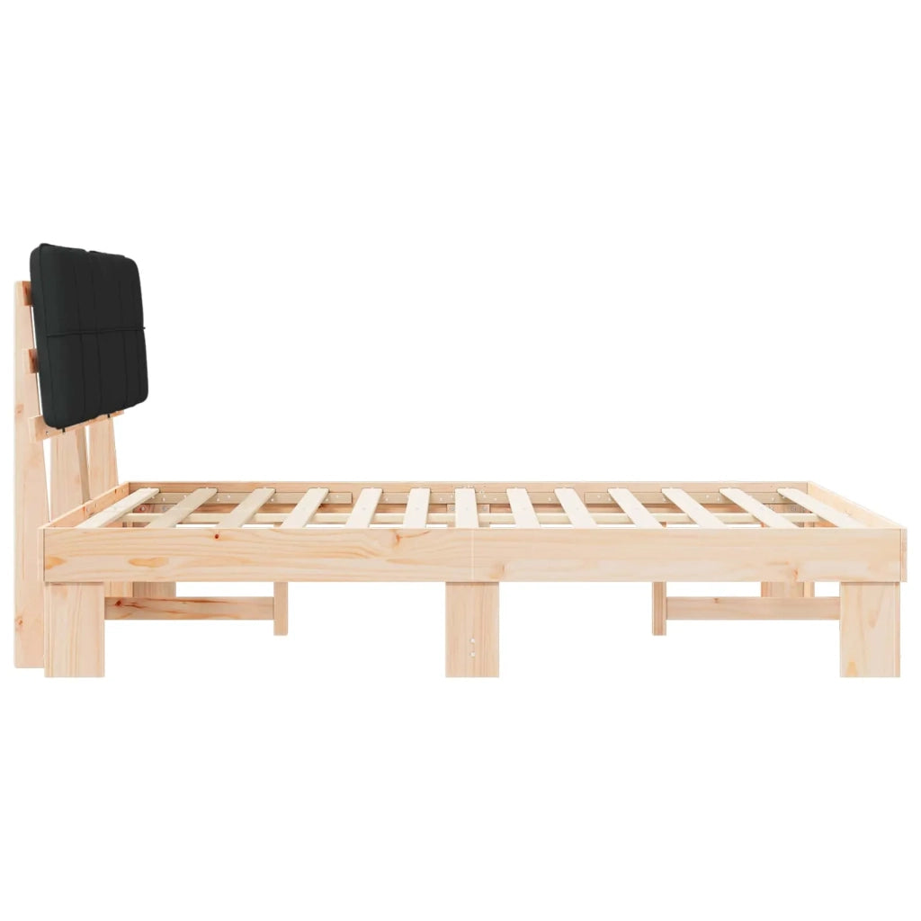 Letto con Testiera Rivestita Nero 150 x 200 cm Pino massello 877411