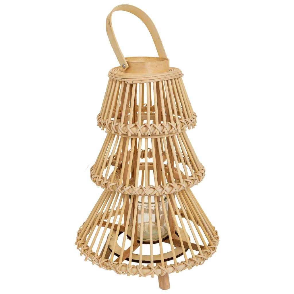 Lanterna portacandela in bambù marrone d29x42h