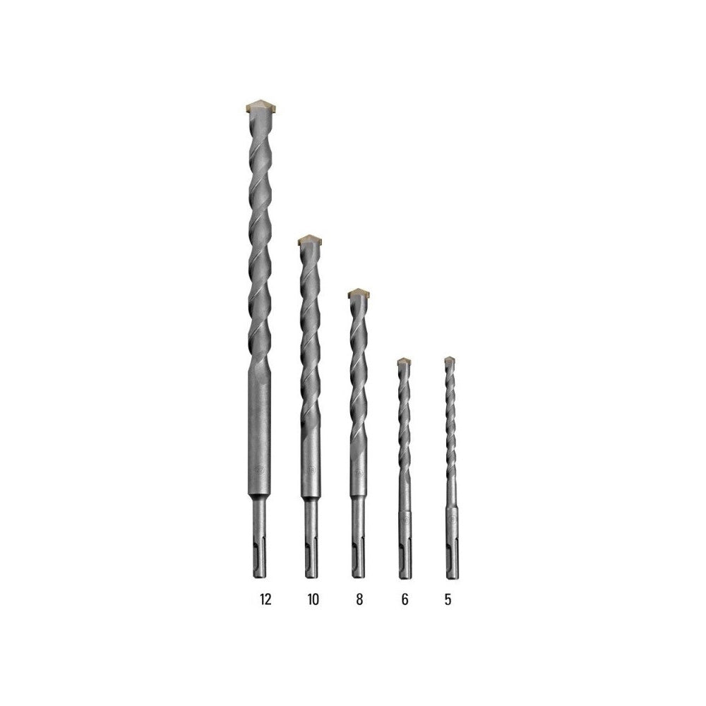 Trade Shop - Set 5 Punte Per Trapano Per Martello Pneumatico Scalpello Acciao 5-6-8-10-12 Mm -