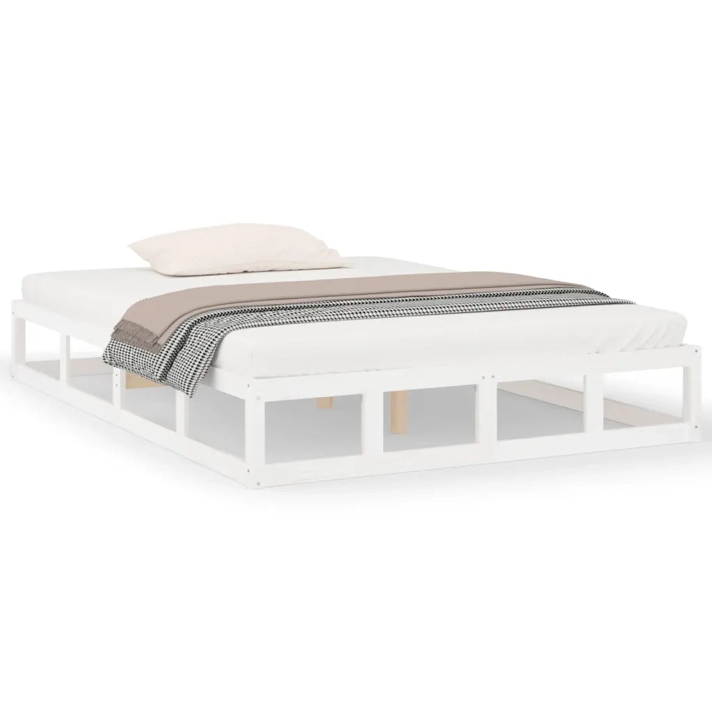 Giroletto-Struttura Letto Bianco 140x190 cm in Legno Massello 364578