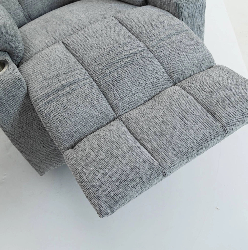 Poltrona Elettrica Relax con Funzione Alzapersone, Massaggio e Riscaldamento, Poggiapiedi, Tasche Laterali e Portabicchieri Grigio Chiaro