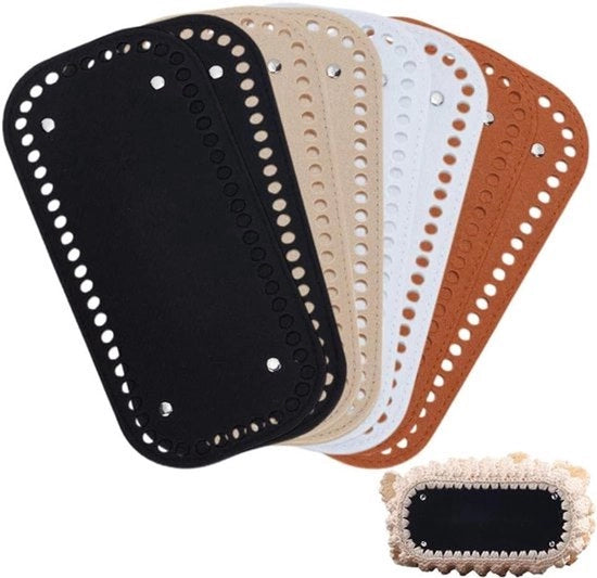 Bassa per sacche per cucire - Fondotavola in pelle - Forma rettangolare - Borsa per accessori - Fai da te - Sacca per cucire - Base in tessuto - Adatto per PH - Nero 8 pezzi 24,8 x 11,9 cm.