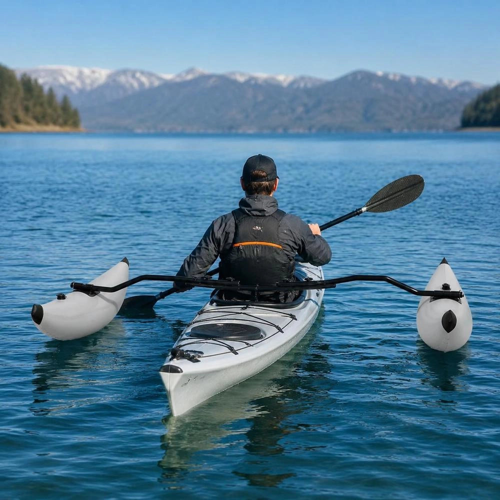 Kayak Outrigger Stabilizer 2.1 - 2.4 M Adjustable Length Paddle Boat, 36 Cm Wide Float Stabilizer Set, 2 Pieces Whitewater Kayak, PVC Float Balancing Accessory For Inflatable Canoes