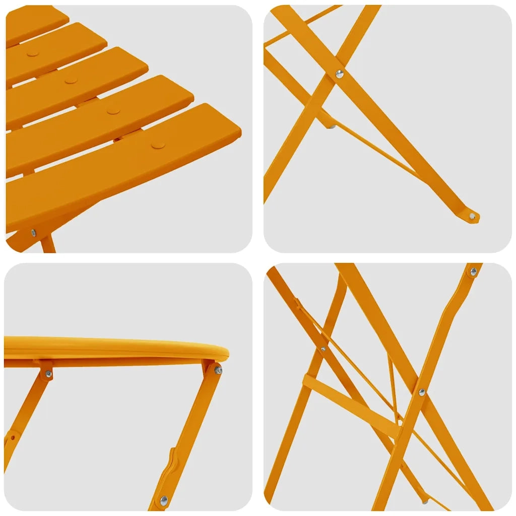 Set Bistro Pieghevole 3 pz | Set Salotto da Giardino Senape Acciaio