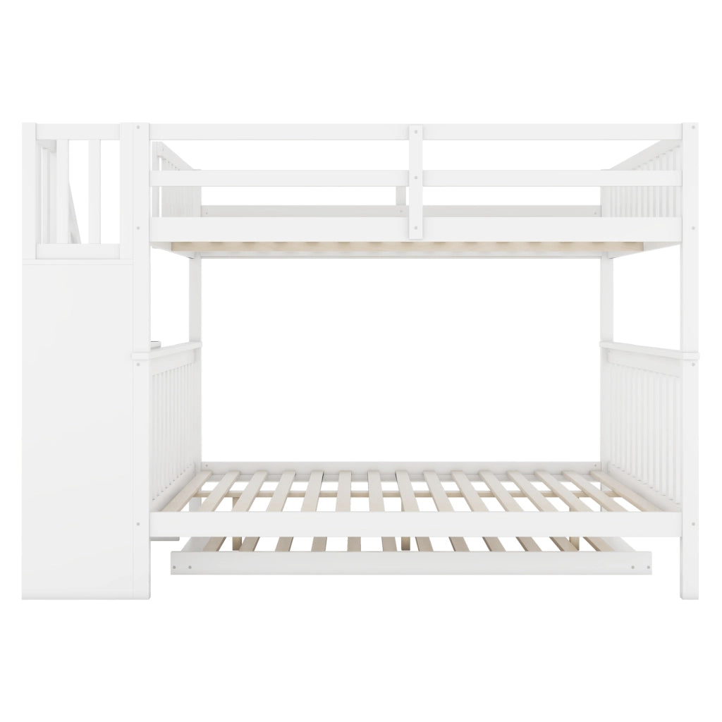 Letto a castello 140 × 200 cm con letto estraibile 92 × 191 cm; mensole sulla scala; senza materassi; bianco