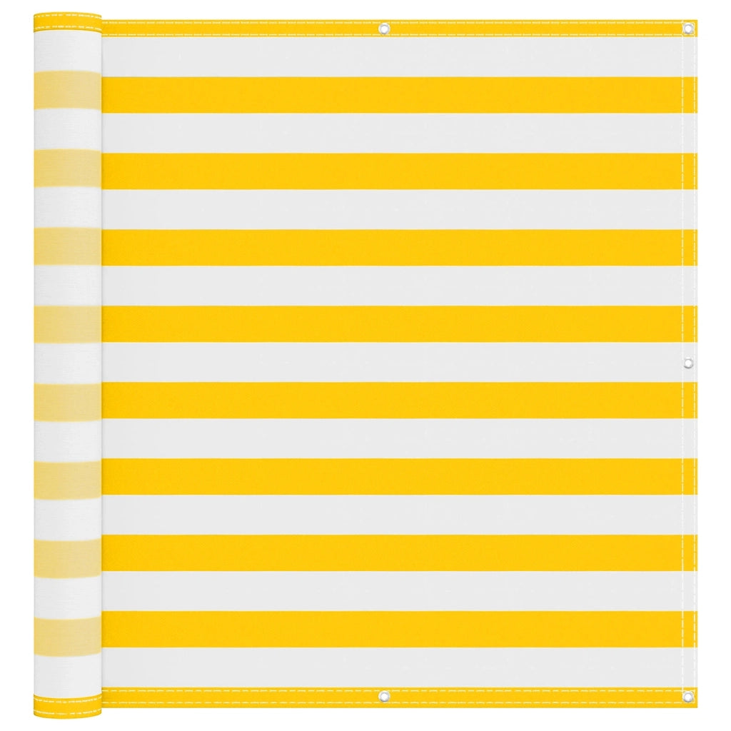 Schermo da balcone-Pannello per balcone Giallo e Bianco 110 x 300 cm Tessuto Oxford