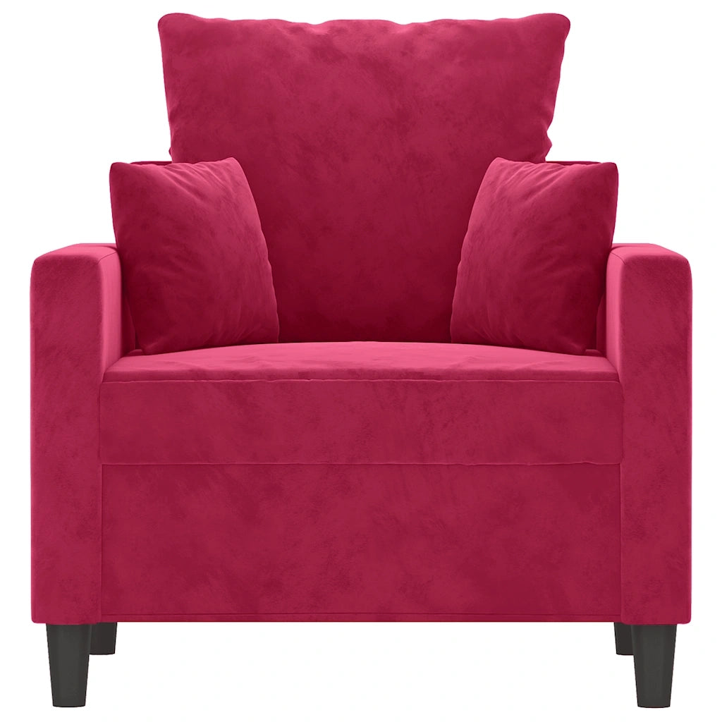 Poltrona Rosso Vino 60 cm Velluto 359287