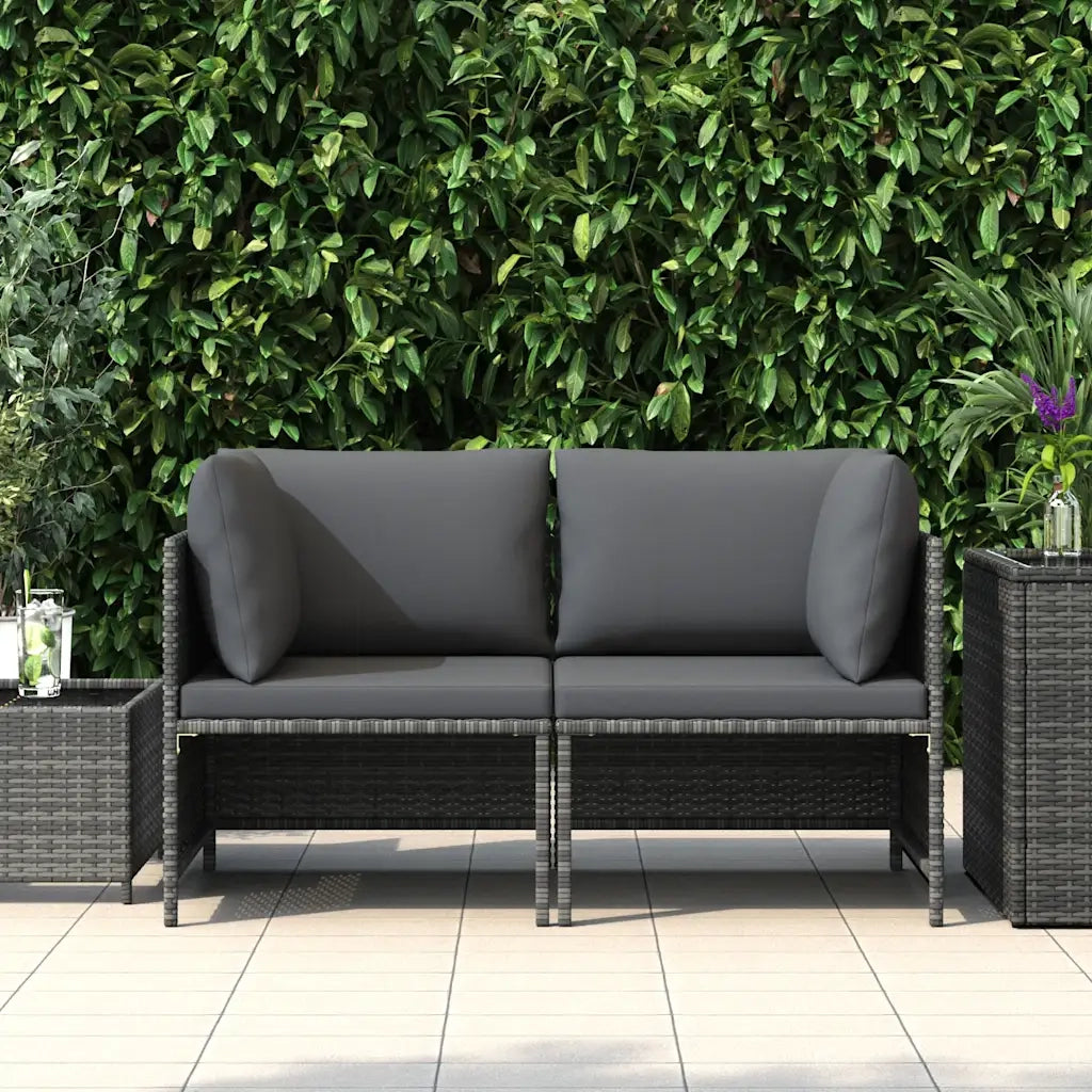 Divano da Giardino a 2 Posti-Sofa da giardino con Cuscini in Polyrattan Grigio