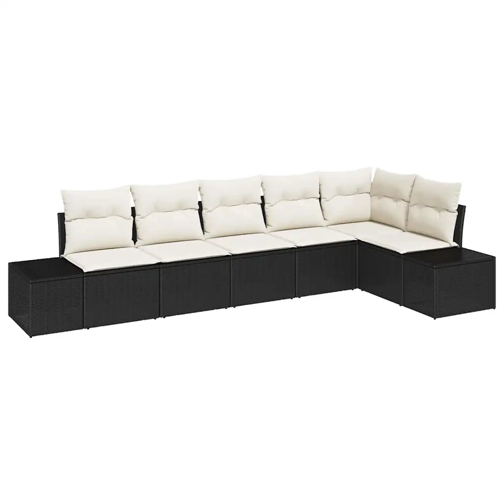Set Divano da Giardino 6 pcs Nero e Crema polyrattan 3347077