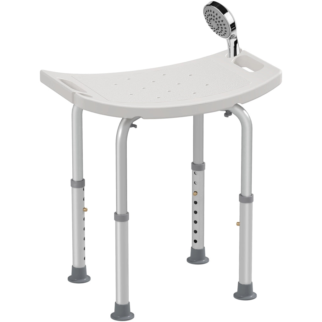 Sgabello Doccia Regolabile ¨C Xylo ¨C Alluminio HDPE Bianco Carico 136kg