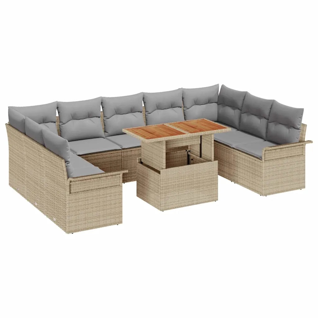 Set Divano da Giardino con cuscino 10 pcs beige e grigio chiaro