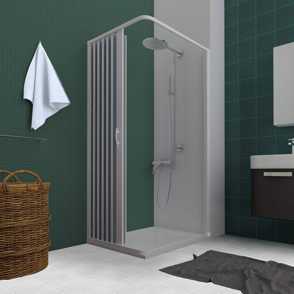 Box Doccia in PVC 90x90CM H185 a soffietto con Apertura Laterale colore Bianco mod. Flex