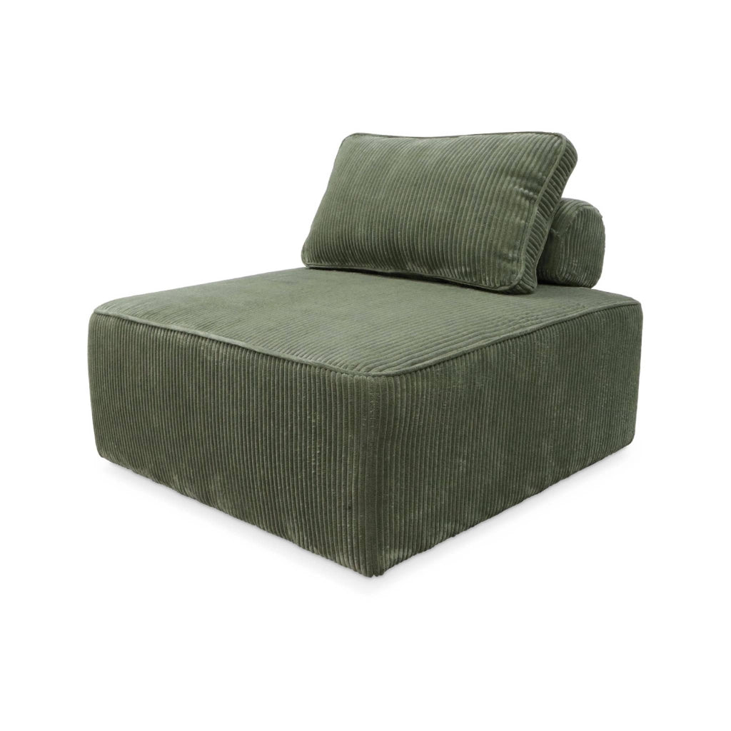 Modulo per divano modulare in velluto a coste, 1 posto, verde