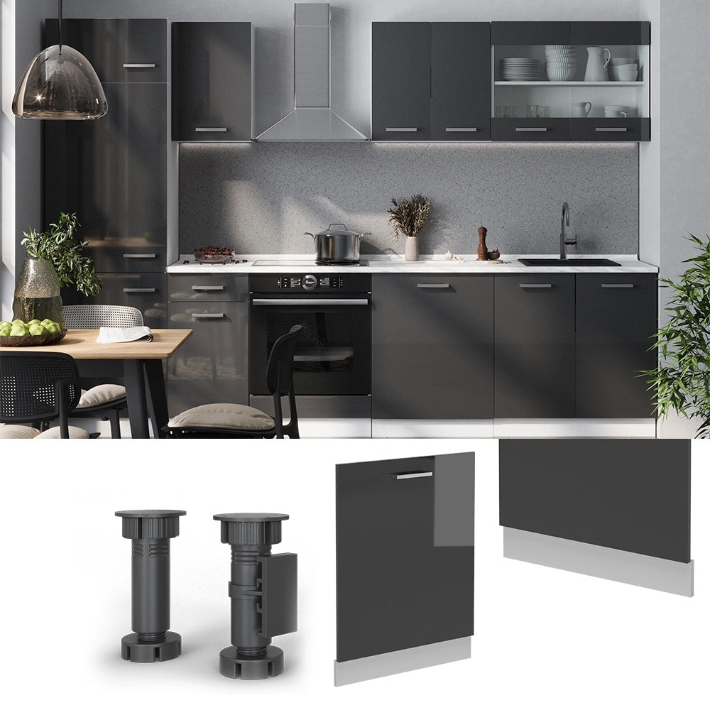 Pannello frontale della lavastoviglie R-Line Antracite lucido/Bianco 60 cm senza piano di lavoro Vicco