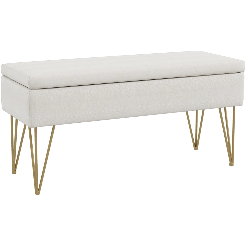 panca contenitore 100 x 40 x 49 cm avorio – contenitore integrato senza materasso