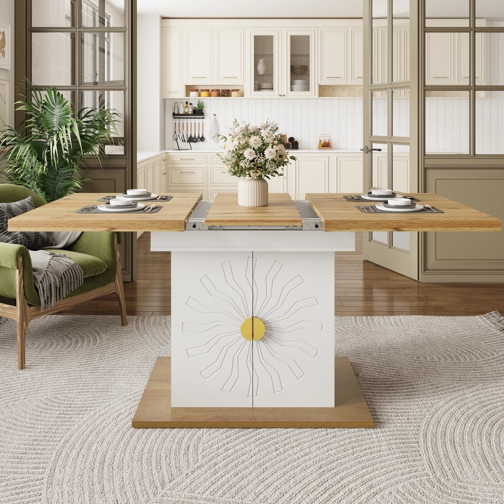 Tavolo allungabile con ripiani in MDF bianco