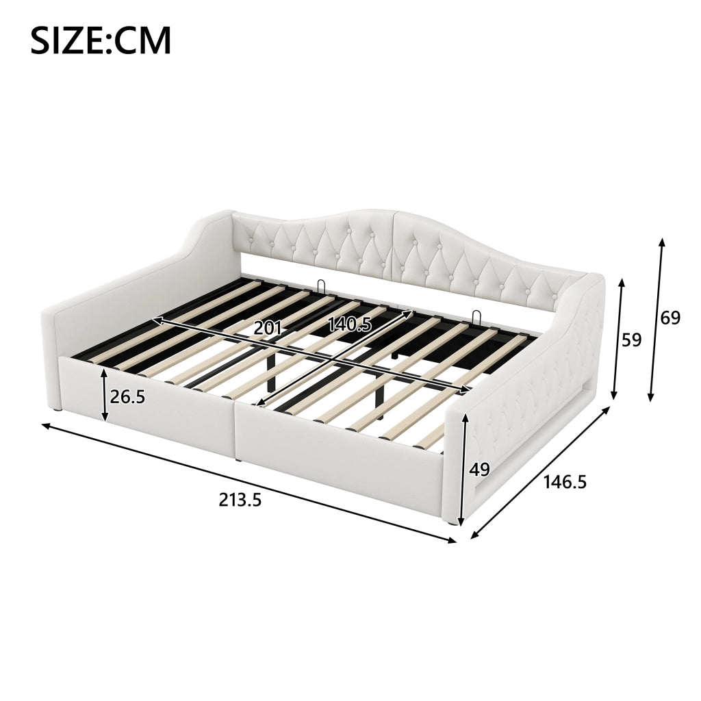 Daybed Imbottito 140x200 cm con LED; Beige