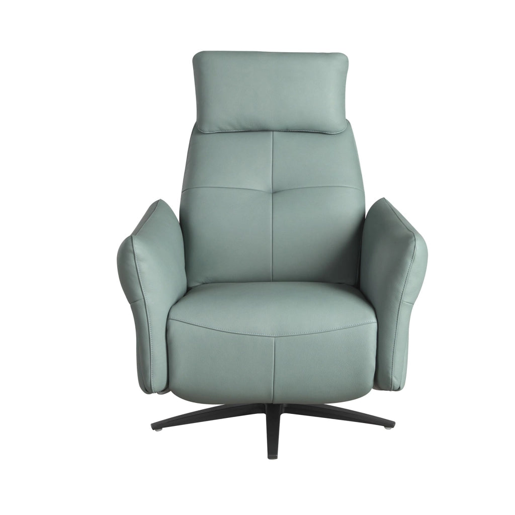 Poltrona relax girevole in pelle verde turchese