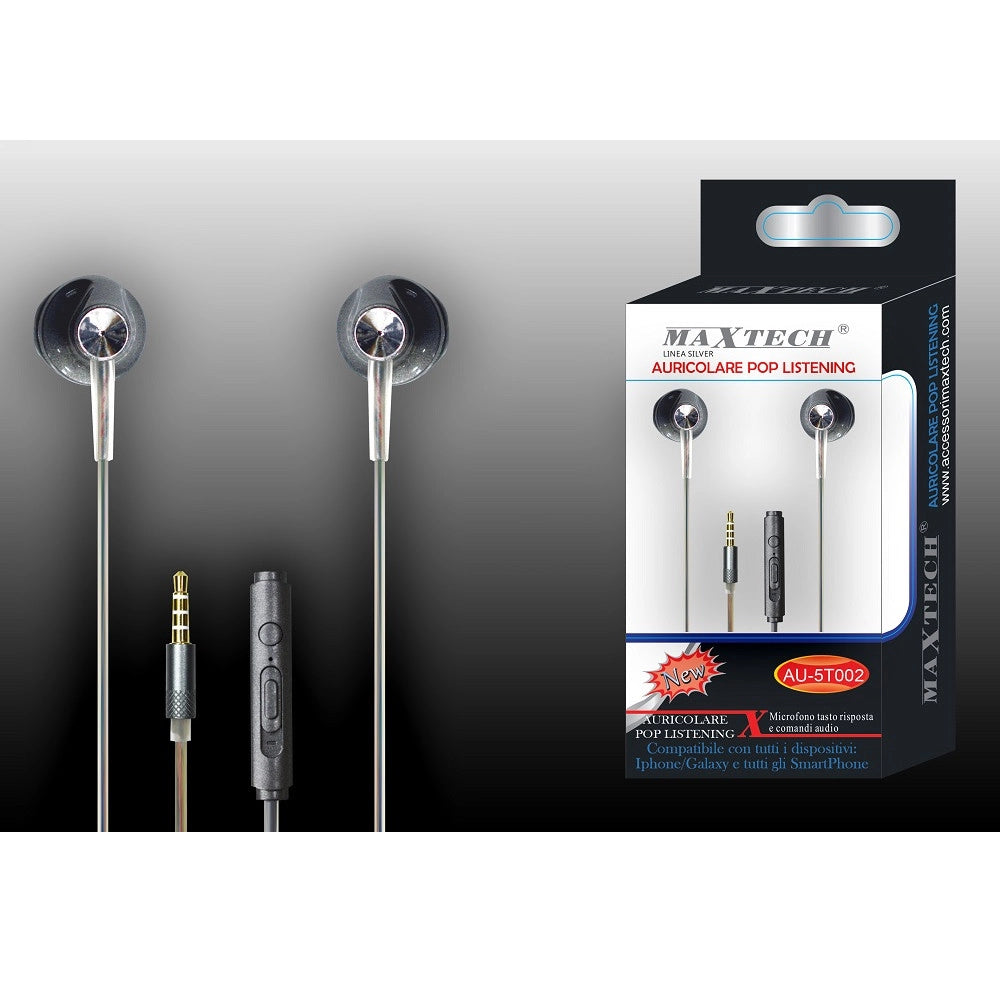 Trade Shop - Auricolari Cuffie Con Microfono Per Cellulari Smartphone Jack Maxtech Au-5t002 -