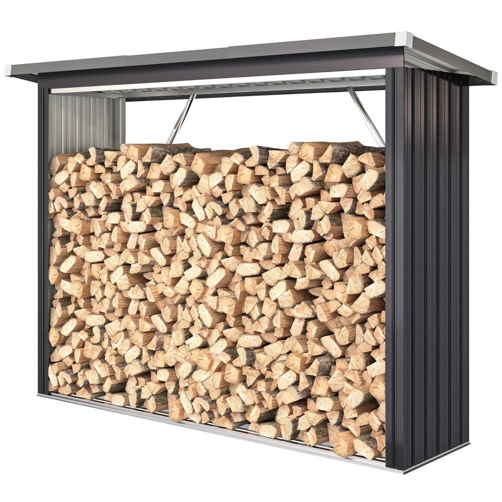 Casetta per legna in acciaio zincato ¨C zephmum ¨C 213x66,5x150 cm grigio scuro