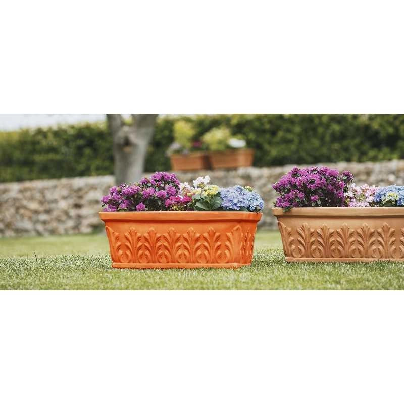 Vaso Fioriera decorativa classica tradizionale 70x33 H27 in polimero resistente terracotta per piante per giardini e terrazze - Made in Italy
