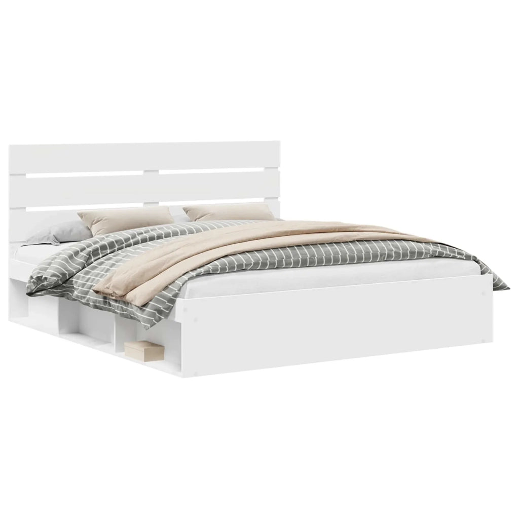 Struttura del letto-Giroletto-Rete del Letto Bianco 180 x 200 cm Pino massello 991373