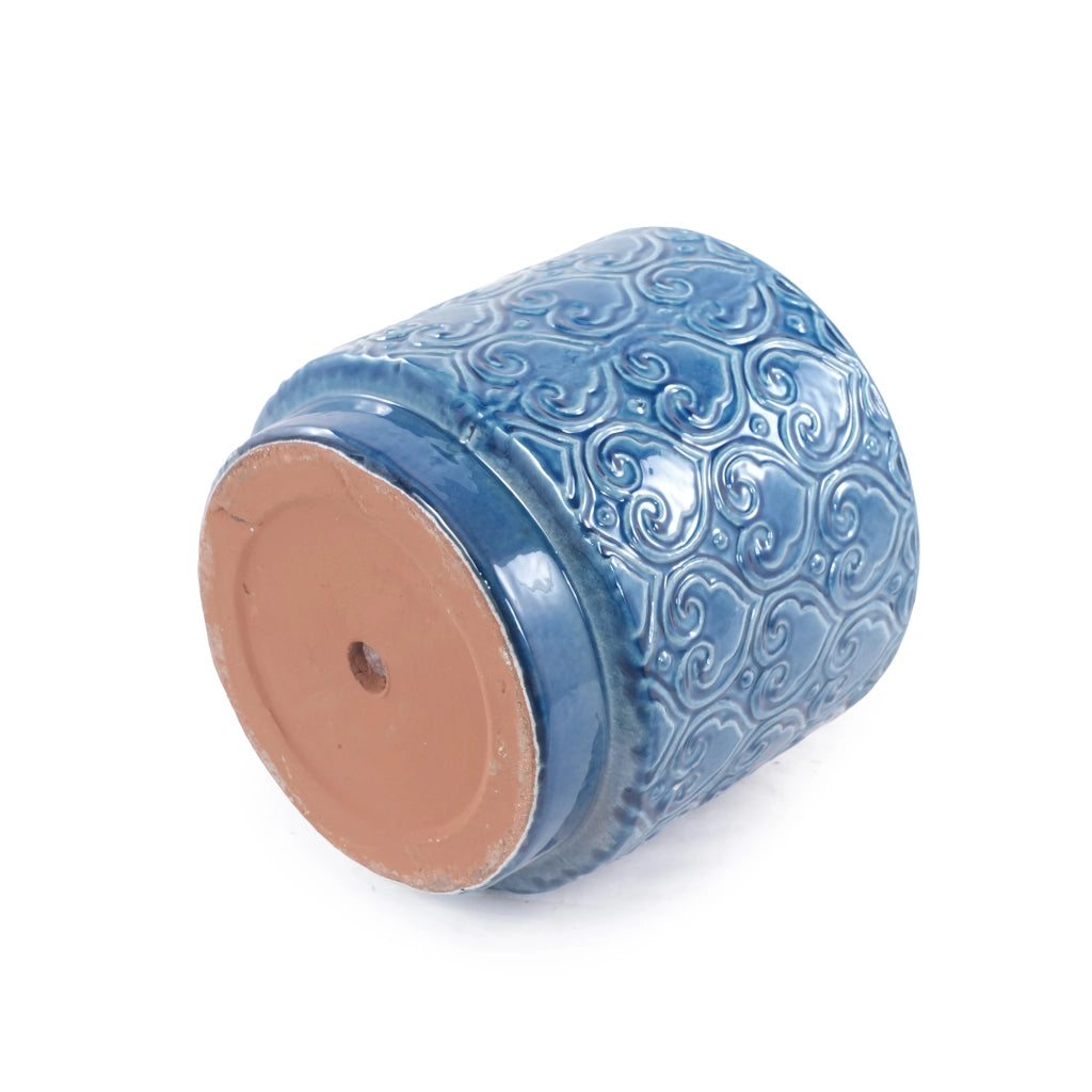 Vaso da giardino ¨C Minimal ¨C blu in ceramica ?38 cm resistente al gelo foro di drenaggio