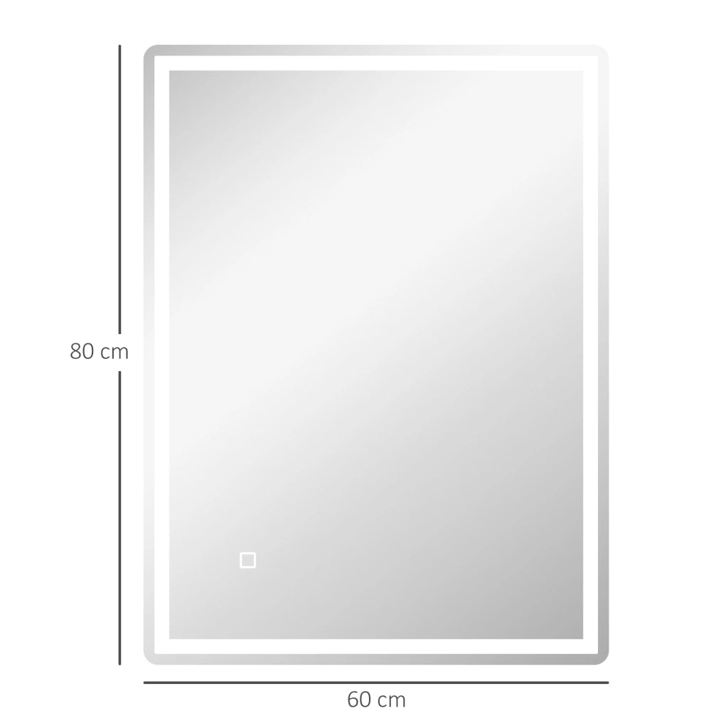 Specchio LED da bagno 60 x 80 cm con touch e antiappannamento