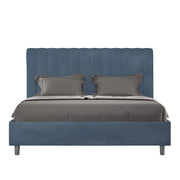 Letto una piazza e mezza senza rete imbottito 130x210 microfibra blu Agueda