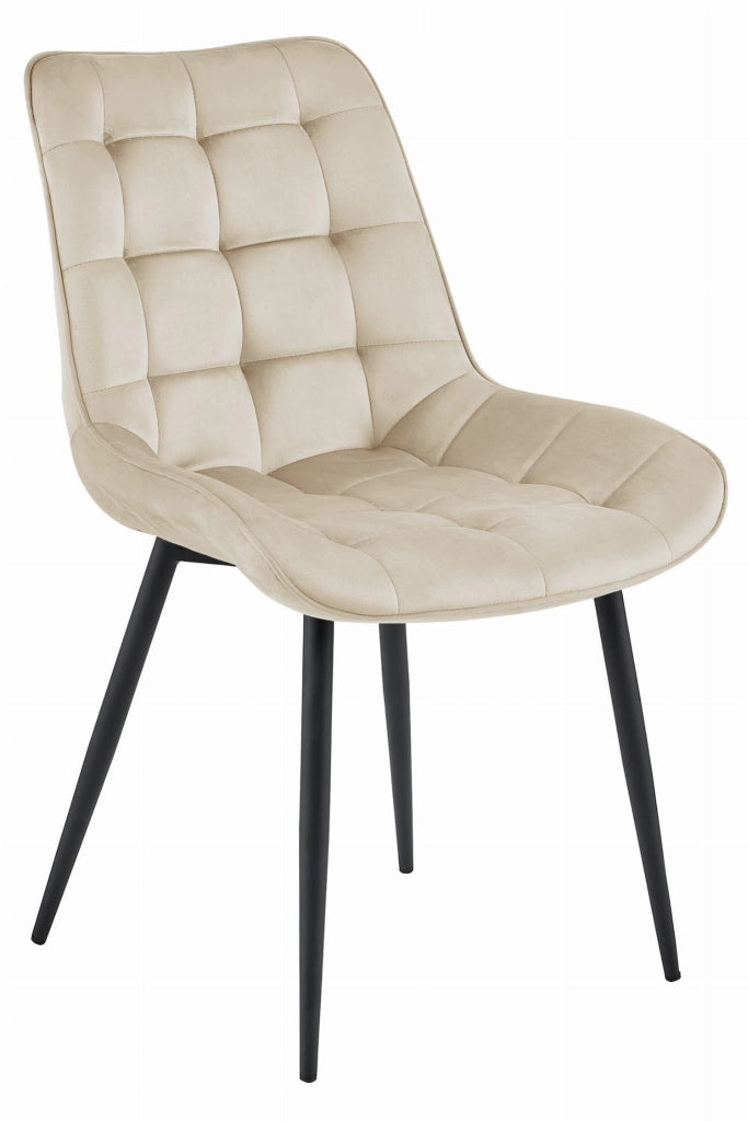 Sedia VALORA BERA - Velluto beige con gambe nere x 3