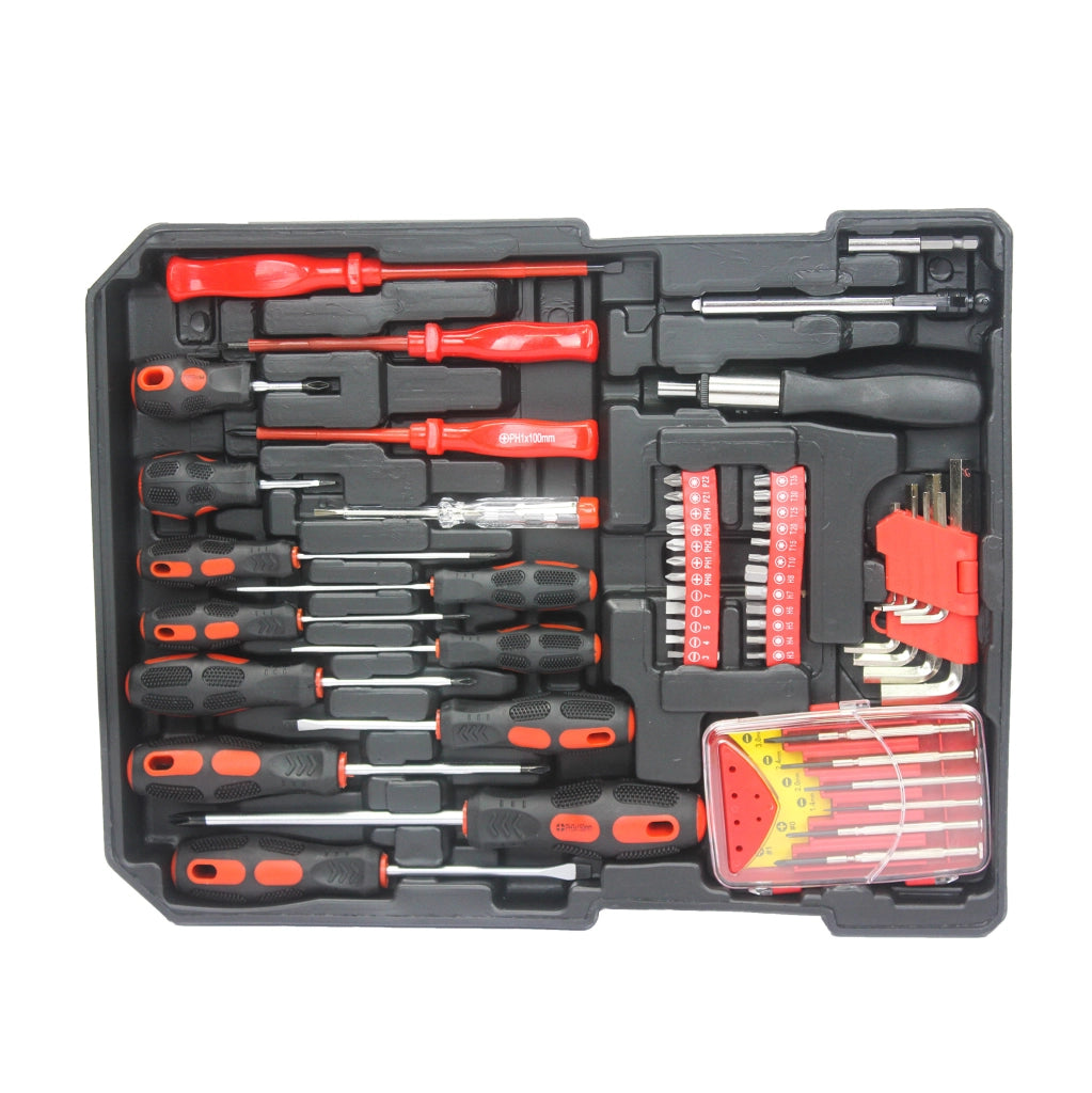 Set di utensili 899 pezzi con cassetta degli attrezzi in alluminio e plastica, 4 cassetti, mobiletto con ruote, colore argento, 36,5x20x51 cm
