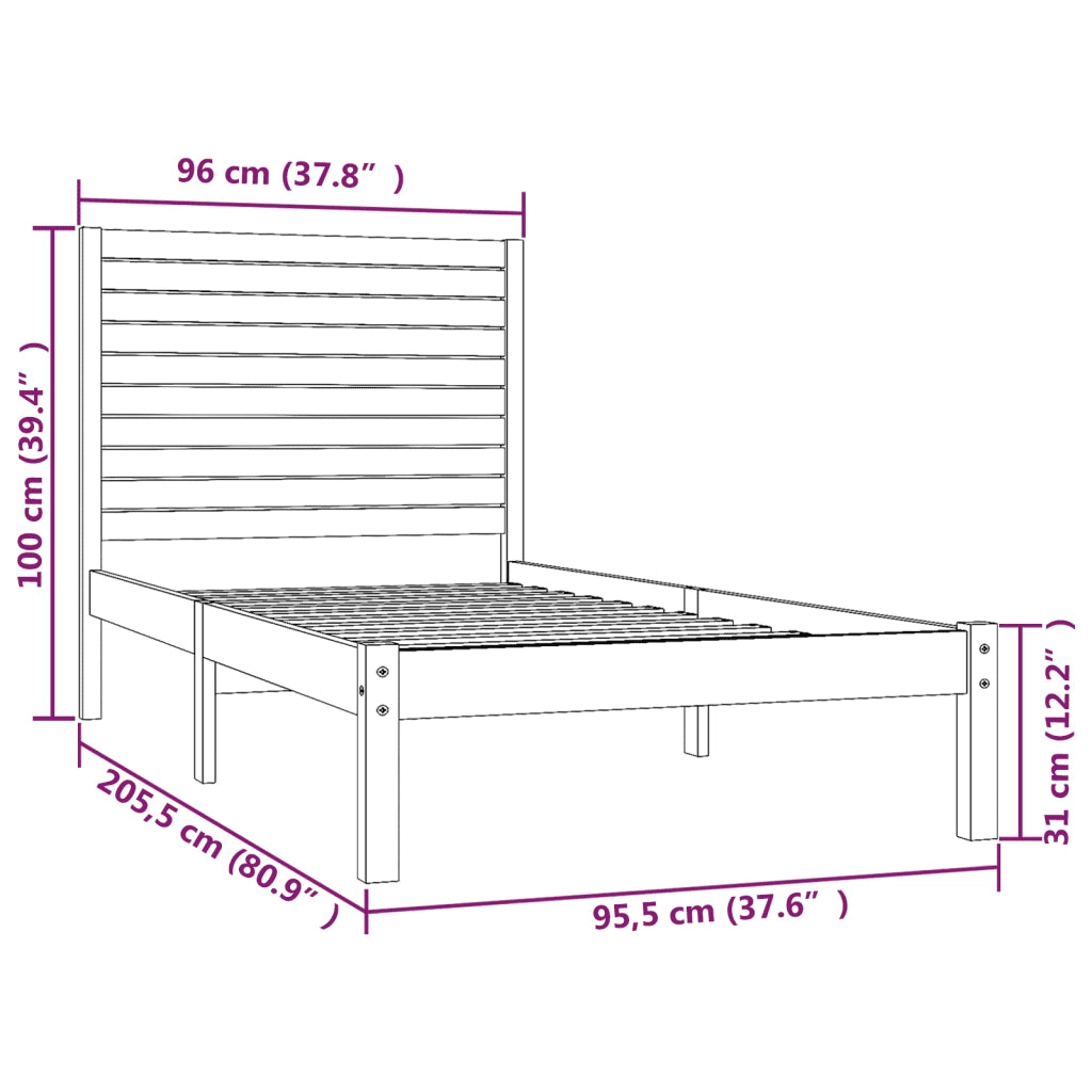 Giroletto-Struttura Letto in Legno Massello 90x200 cm 218677