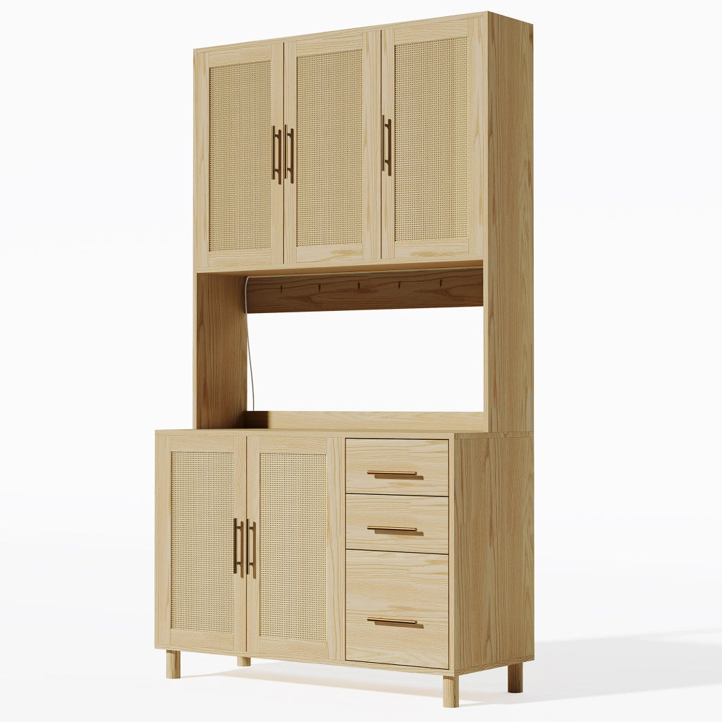 Madia da cucina in MDF con LED multicolore; prese; cassetti e ripiani regolabili
