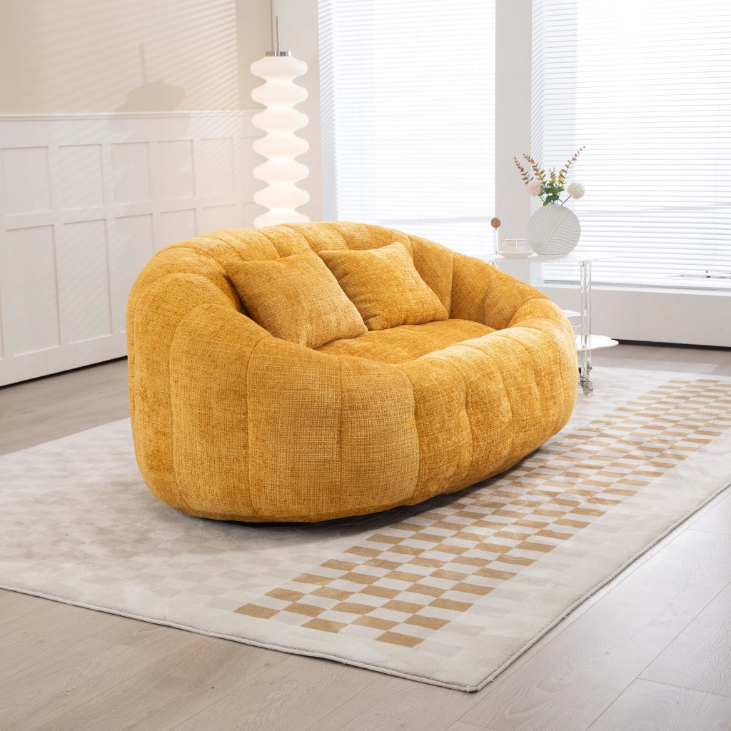 Divano relax in ciniglia gialla 150x95x63 cm; senza installazione