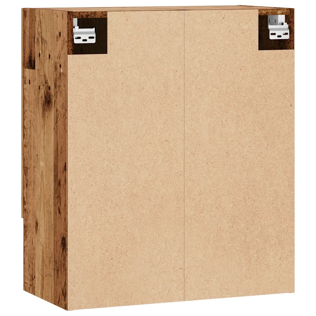Mobile contenitore decorativo a parete 60 x 31 x 70 cm legno composito finitura effetto legno anticato 02_0051021