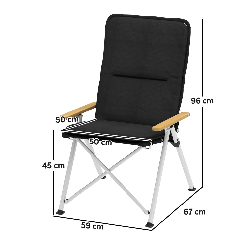 Sedia da campeggio pieghevole da pesca con schienale alto reclinabile cuscino rimovibile e borsa da trasporto per esterno nero 59x67x96cm