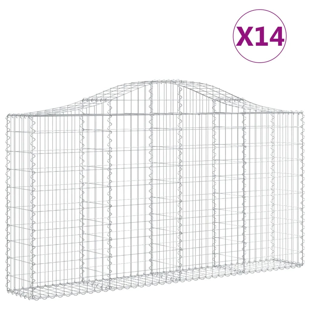 Cesti Gabbioni ad Arco 14 pz 200x30x100/120 cm Ferro Zincato 3145442