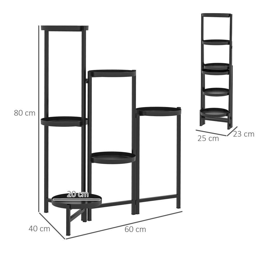 Supporto per piante a 6 livelli con vassoi, supporto per fiori da interno pieghevole, scaffale per piante in metallo, portafiori a pi¨´ livelli,