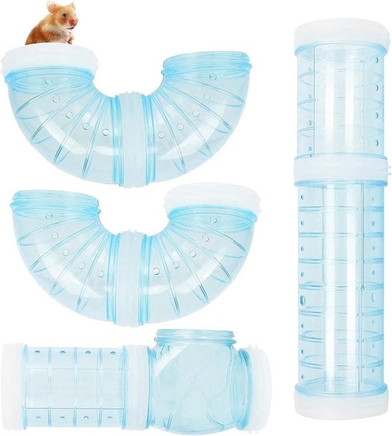 Tunnel per Hamster - Connettore Creativo DIY per Tubi della Gabbia - Tubi Espandibili Transparenti per Piccoli Animali di Compagnia - Connettore Tubi Sport Blu