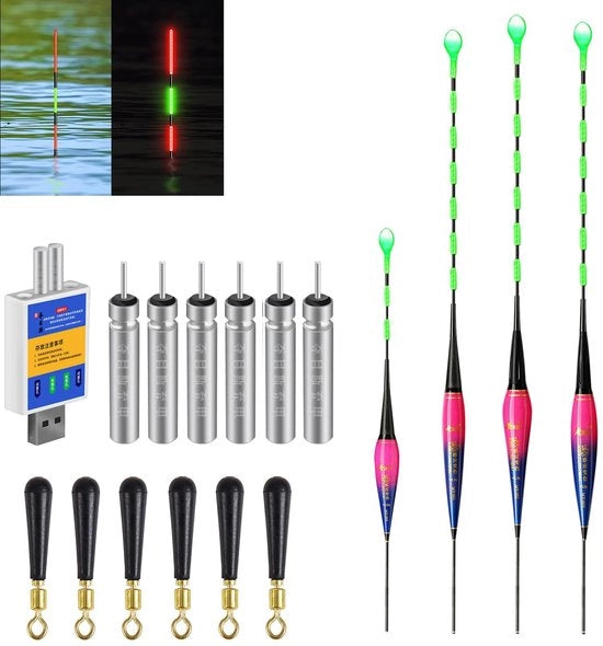 Impianto di pesca con LED flottanti - Set da 3 - LED acqua profonda - Ideale per pescare in acqua dolce e salata