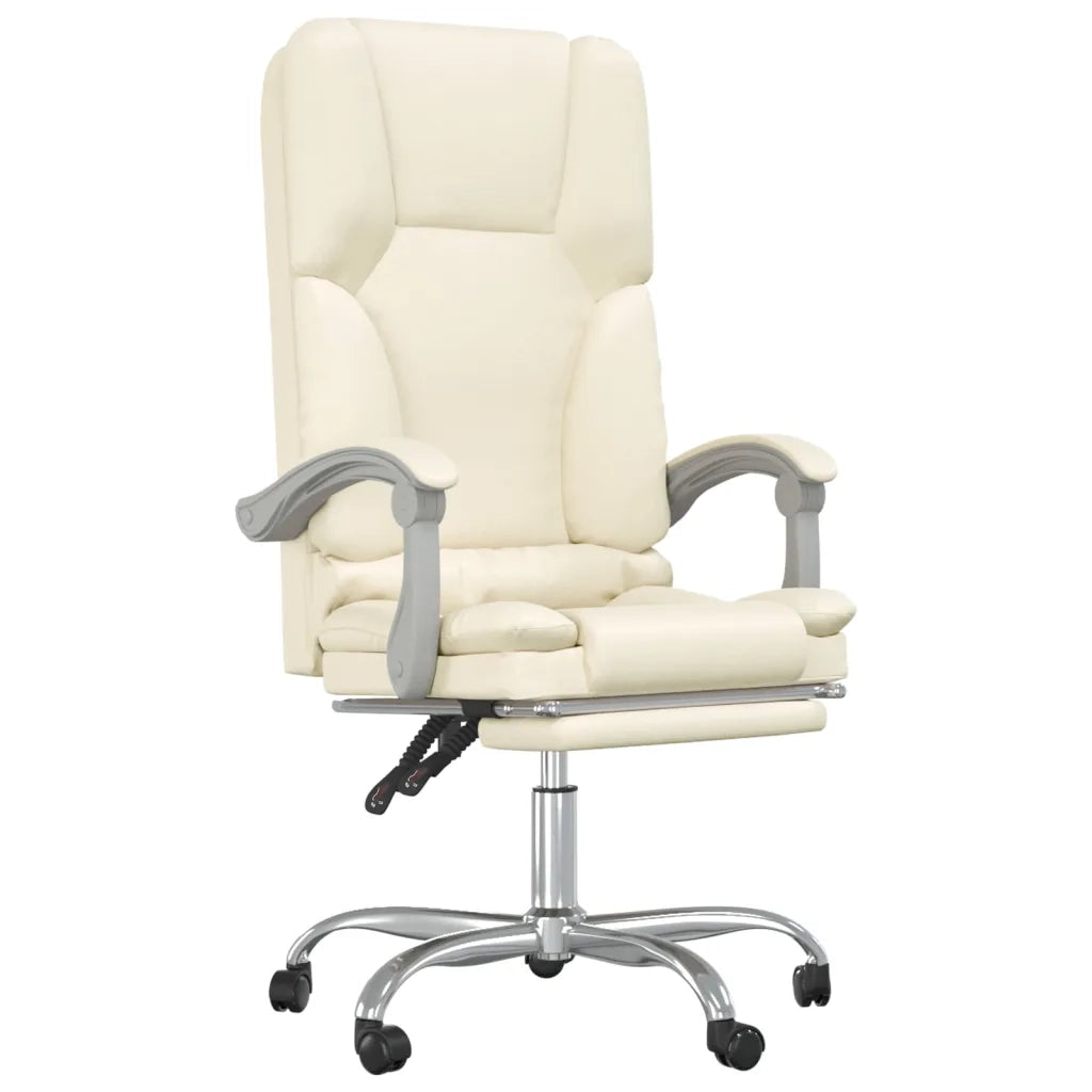 Poltrona da Ufficio Massaggiante | Sedia Relax Reclinabile Crema Similpelle