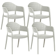 Set di 4 sedie da giardino in materiale sintetico verde chiaro impilabili per interni ed esterni stile classico
