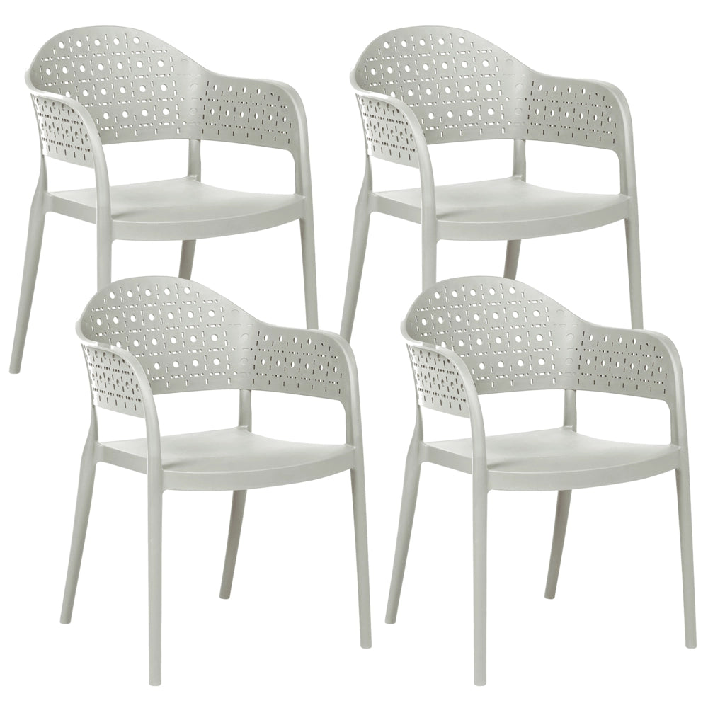 Set di 4 sedie da giardino in materiale sintetico verde chiaro impilabili per interni ed esterni stile classico