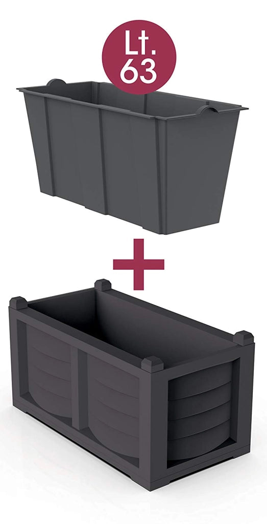 FIORIERA KIT ARREDO CON VASCA INTERNA 80X42,5XH42 RESINA COLORE FERRO BATTUTO