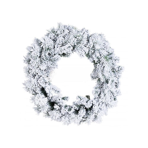 GHIRLANDA PINO VERDE INNEVATA 50CM EFFETTO NEVE CORONA ADDOBBI DI NATALE