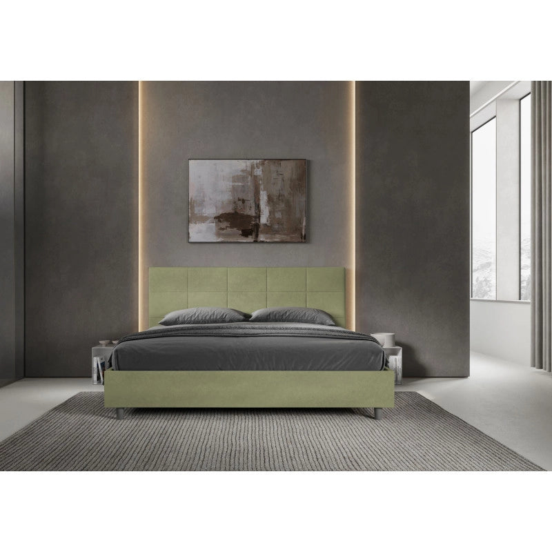 Letto imbottito Matrimoniale 190x200 cm Mika - Con rete,Microfibra,Tè verde