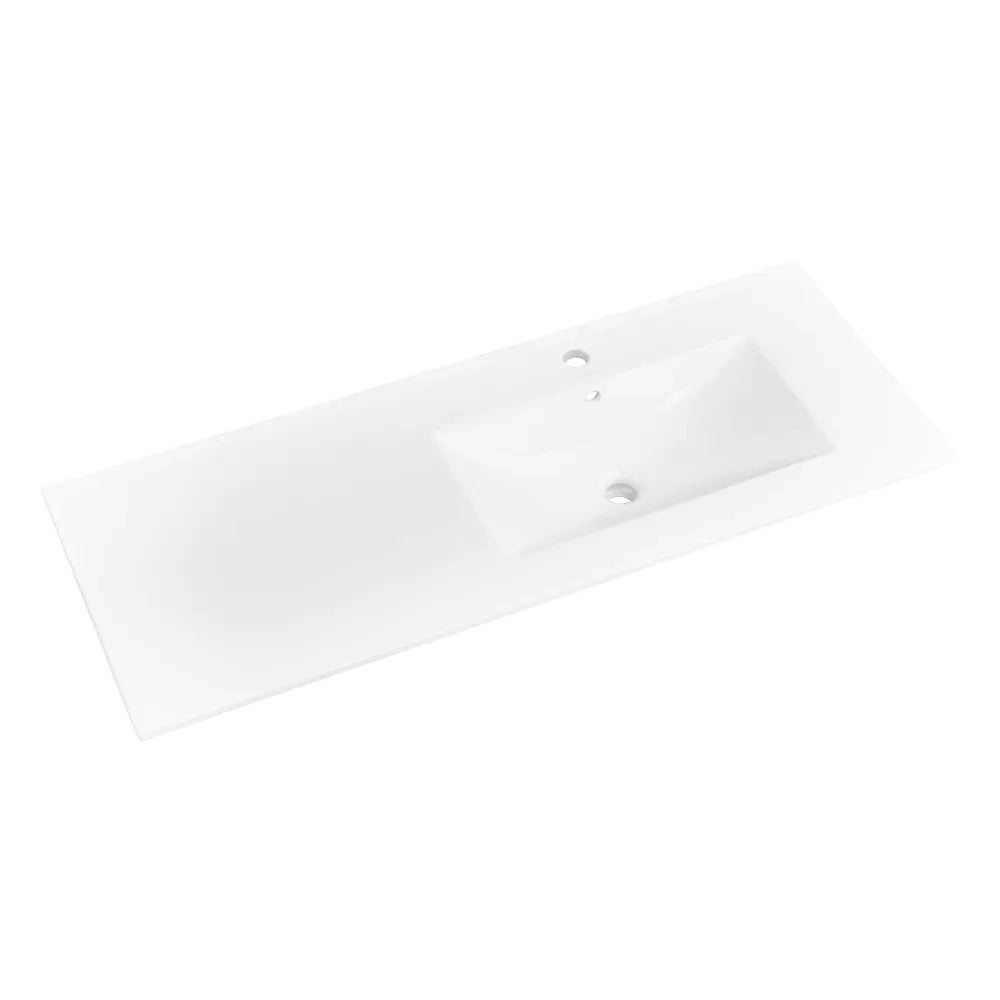 Lavabo da incasso 120cm vasca lato destro in ceramica bianco lucido | Orta